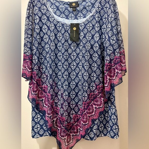 Tops - Elegant Blue and Pink Women's Top
